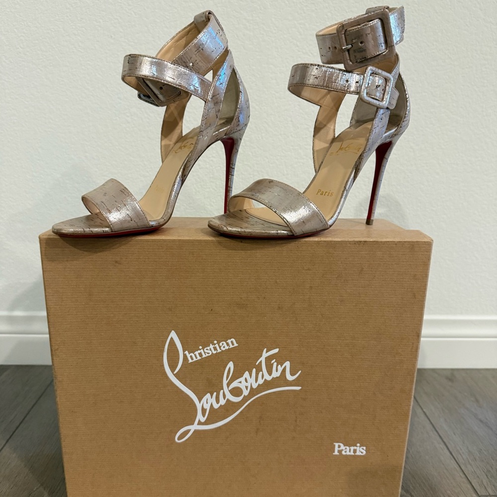 Christian Louboutin Paris Liege Pepite 100 Sandals In Silver Woman’s Size 35 (5)